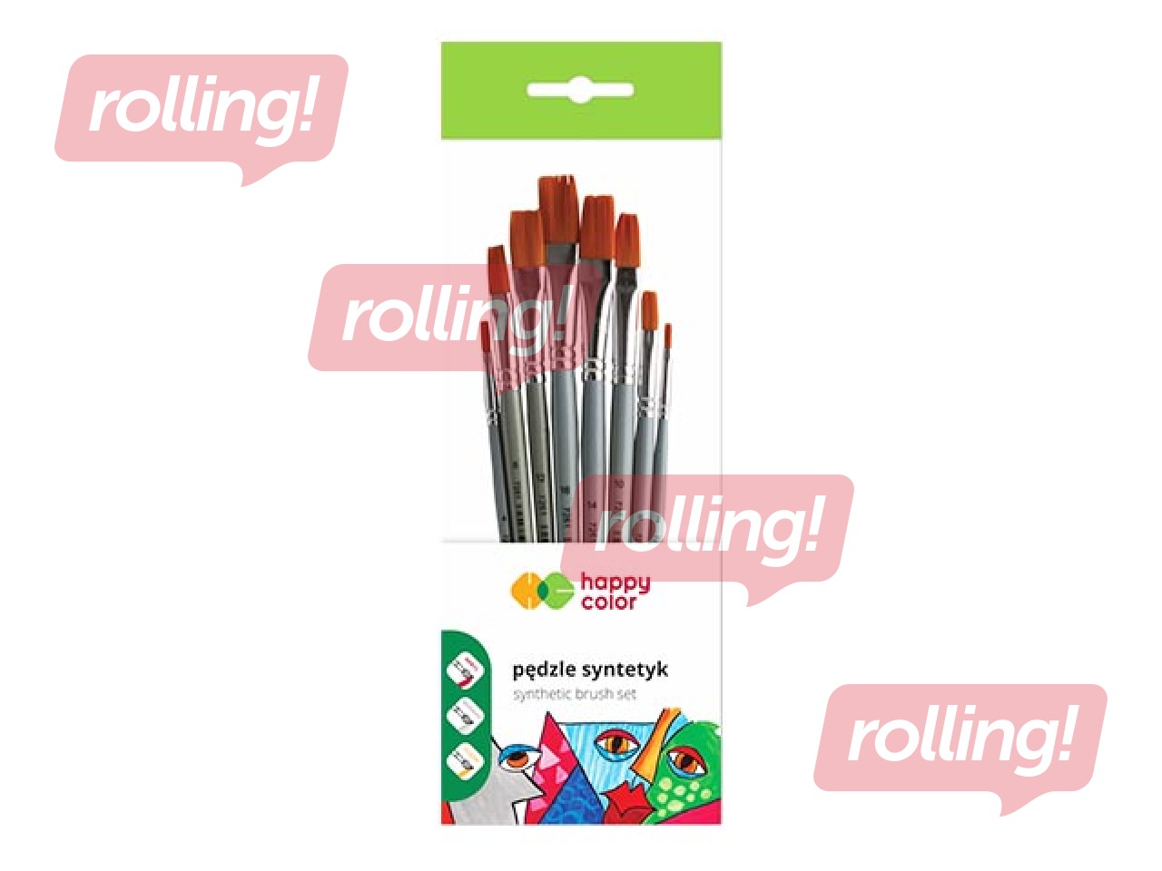 Sintētisko plakano otiņu komplekts Happy Color, 8 gab