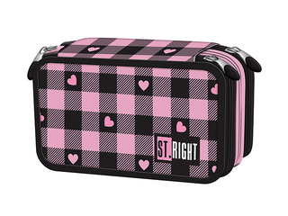 Penālis St.Right, Pink Checkered, 3-daļīgs, ar piederumiem