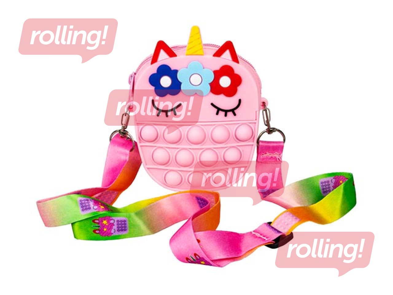 Somiņa - maks Unicorn, silikona, rozā