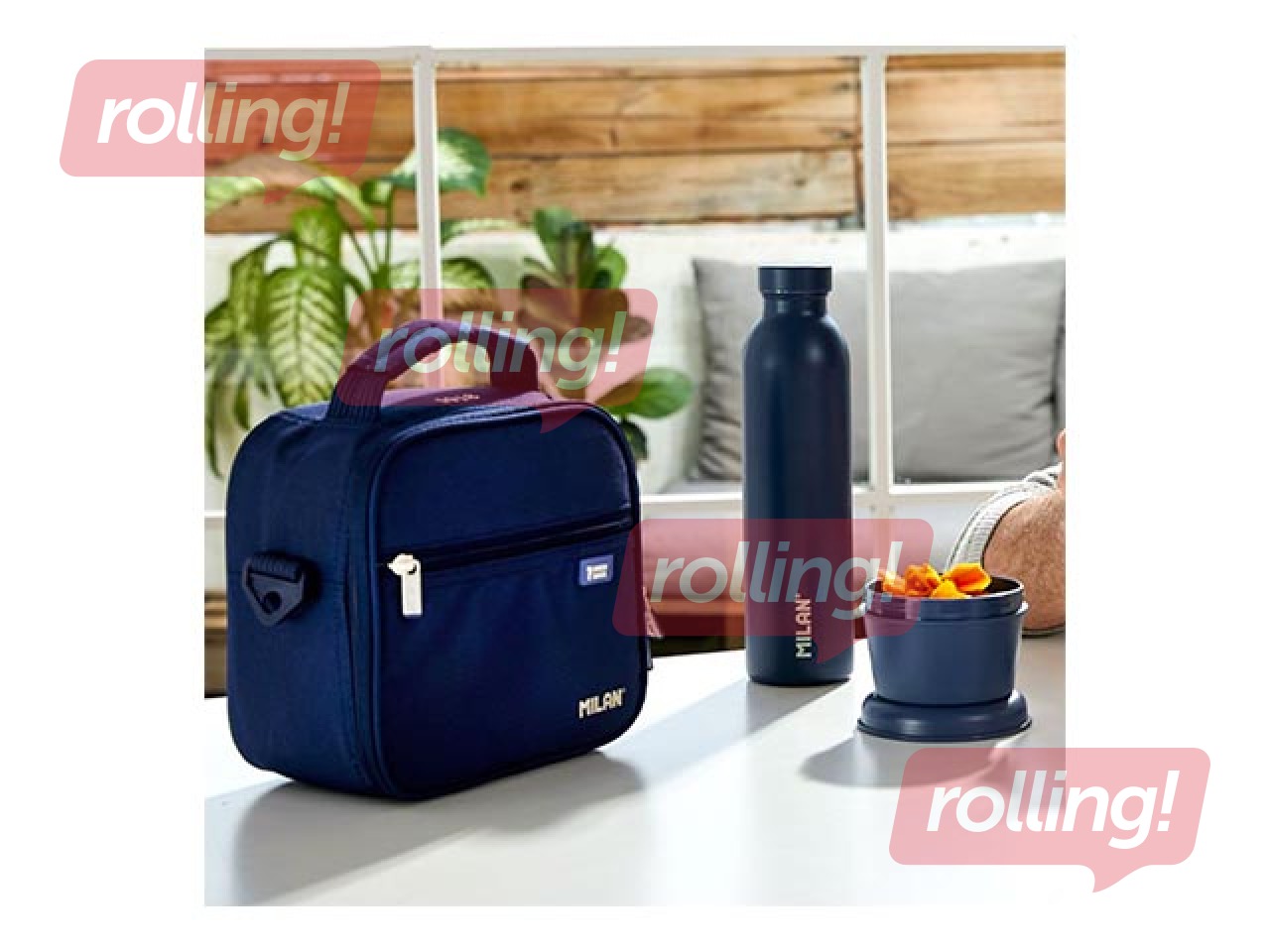 Izotermiska soma Milan 1918, 3,5l, ar 3 pusdienu kastītēm, tumši zila 