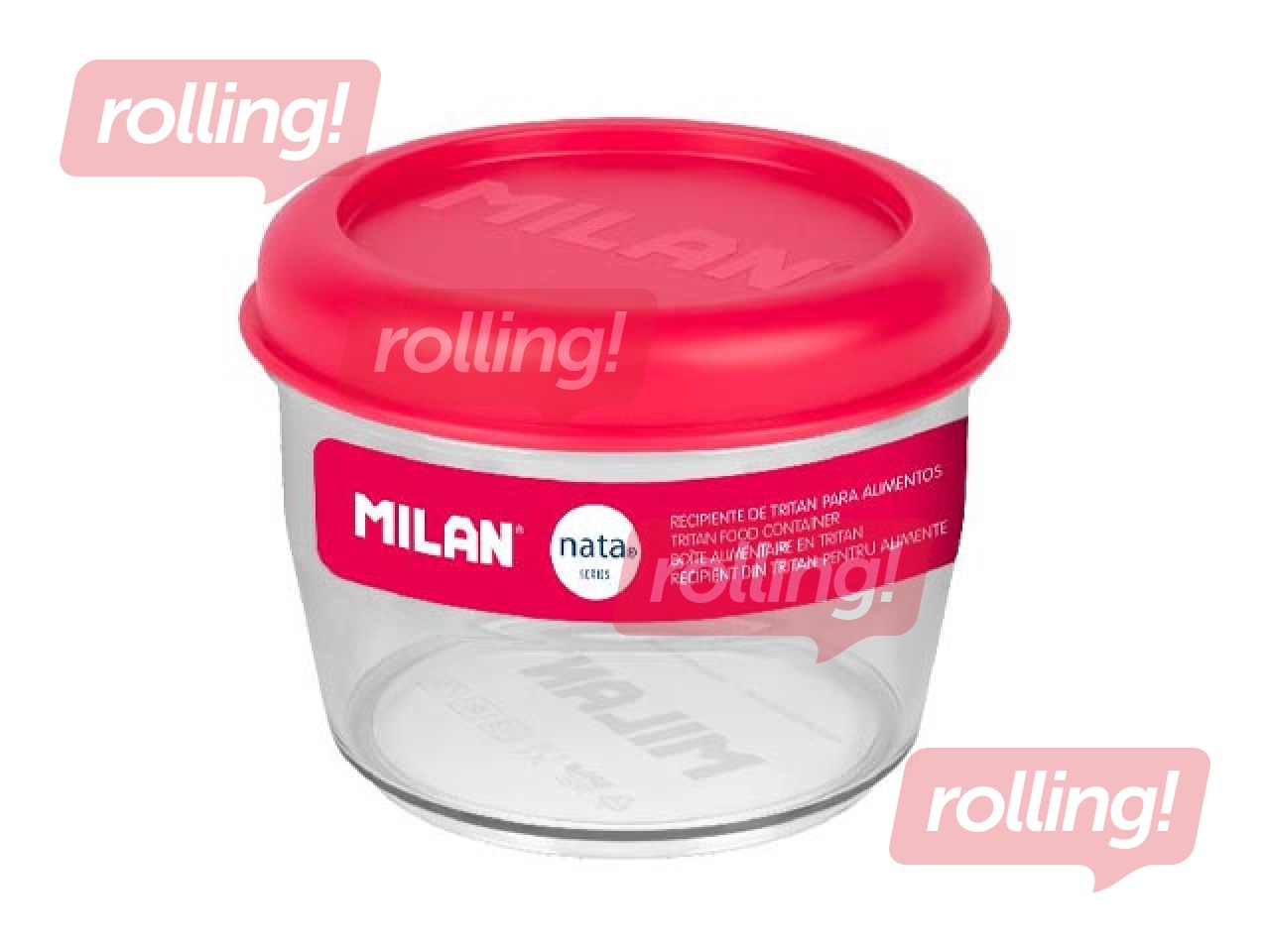 Pusdienu kaste Milan, Nata, apaļa, hermētiska, caurspīdīga ar rozā vāku, 0.5l