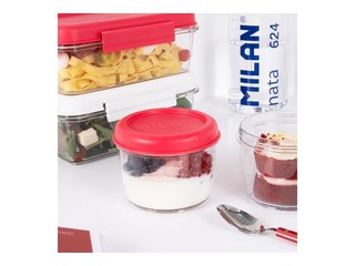 Pusdienu kaste Milan, Nata, apaļa, hermētiska, caurspīdīga ar rozā vāku, 0.5l