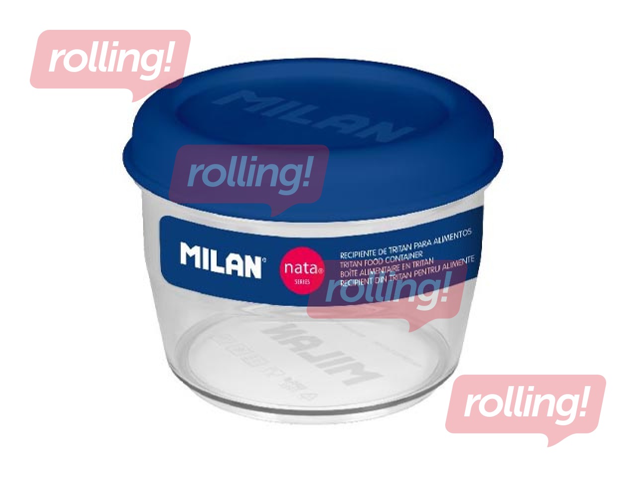 Pusdienu kaste Milan, Nata, apaļa, hermētiska, caurspīdīga ar zilu vāku, 0.5l