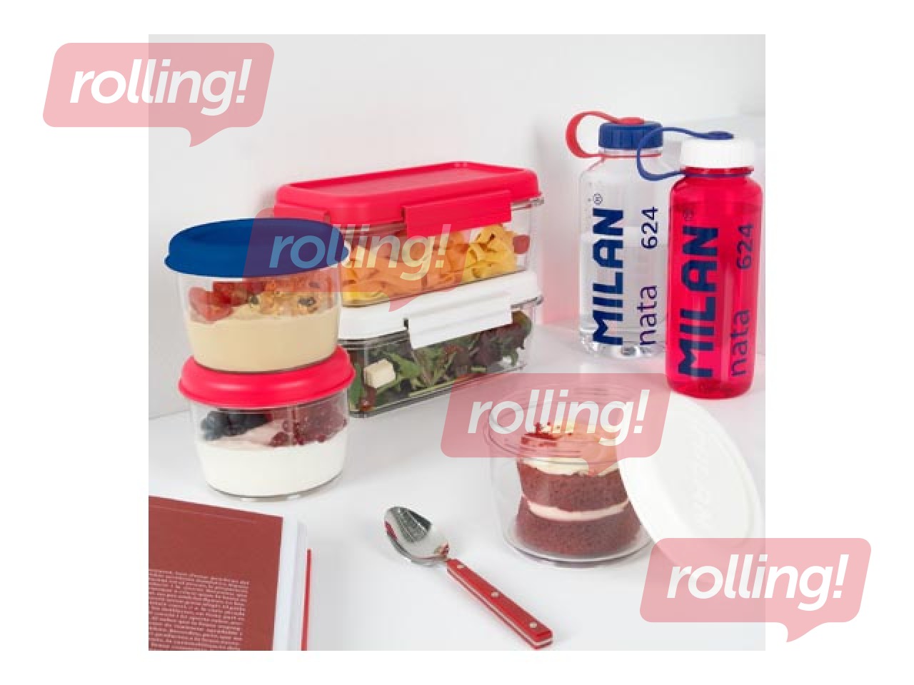 Pusdienu kaste Milan, Nata, apaļa, hermētiska, caurspīdīga ar zilu vāku, 0.5l