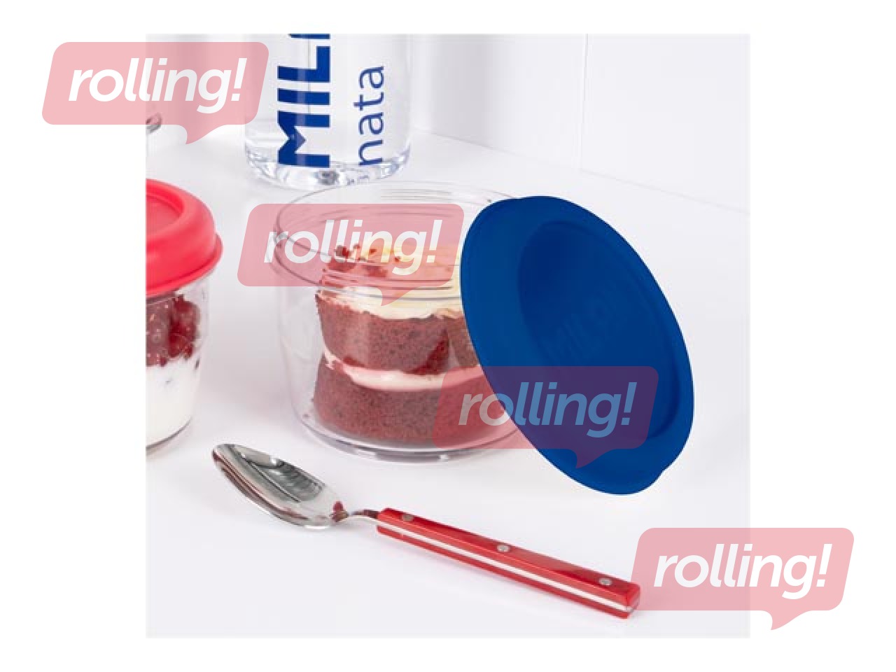 Pusdienu kaste Milan, Nata, apaļa, hermētiska, caurspīdīga ar zilu vāku, 0.5l