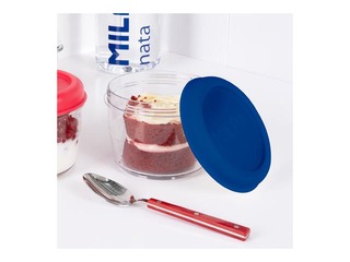 Pusdienu kaste Milan, Nata, apaļa, hermētiska, caurspīdīga ar zilu vāku, 0.5l