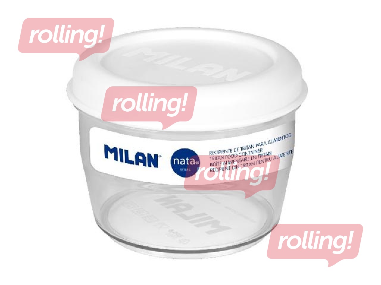 Pusdienu kaste Milan, Nata, apaļa, hermētiska, caurspīdīga ar baltu vāku, 0.5l