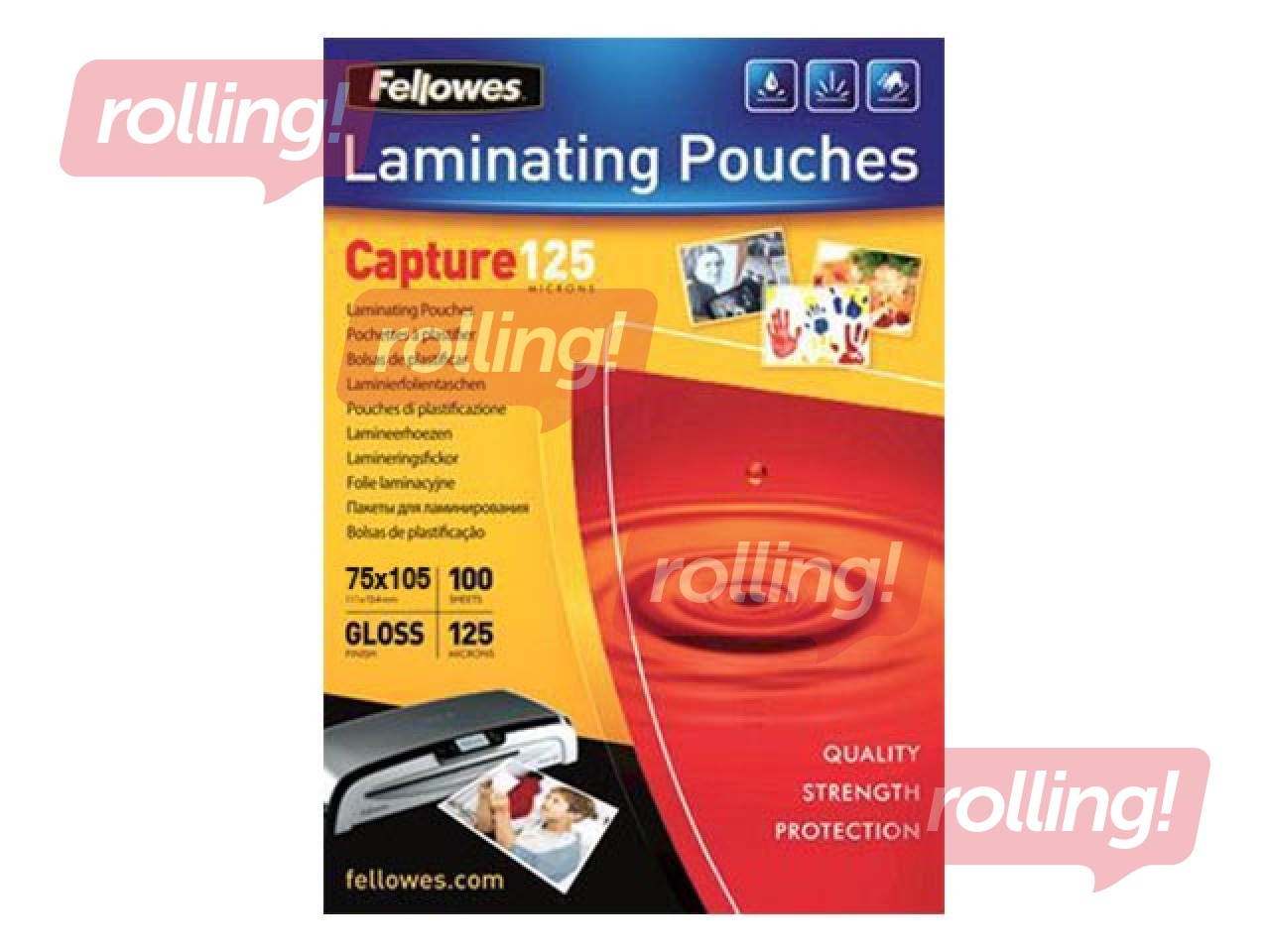 Laminēšanas plēves Fellowes, A7 (80 x 111 mm), 125 mic., 100 gab.