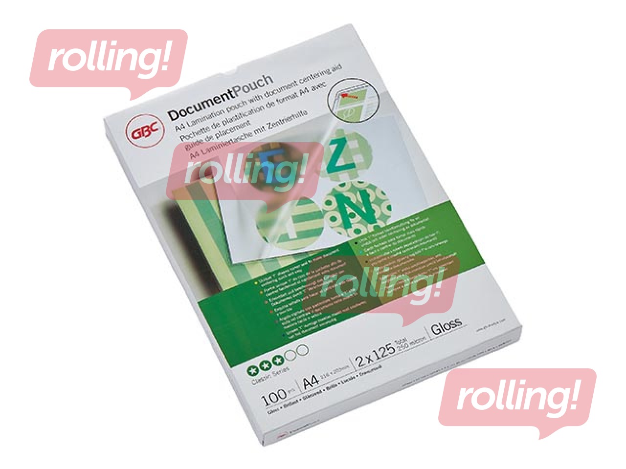 Laminēšanas plēves GBC, A4, 125 mic., glancētas, 100 gab.