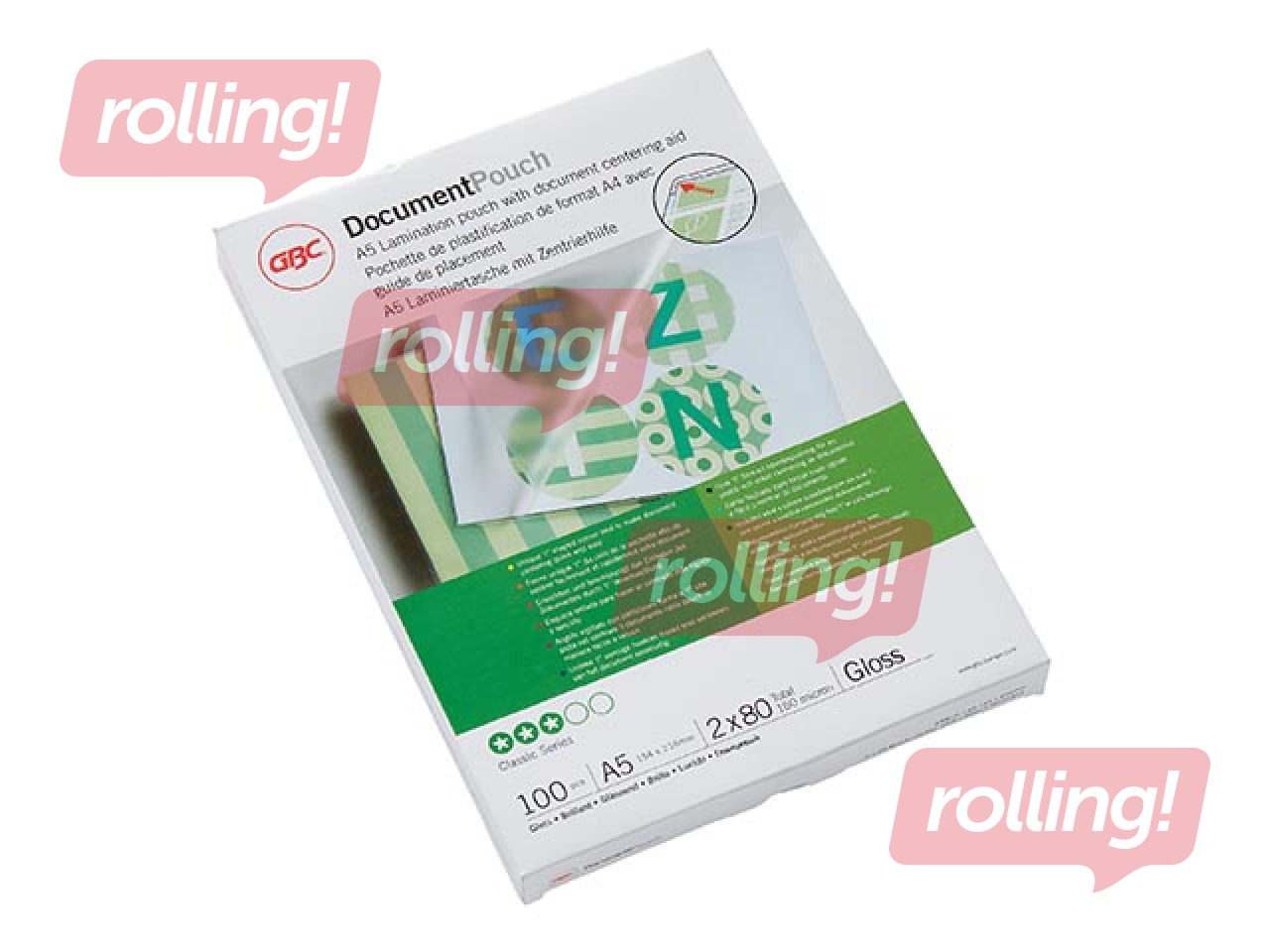 Laminēšanas plēves GBC, A5, 80 mic., glancētas, 100 gab.