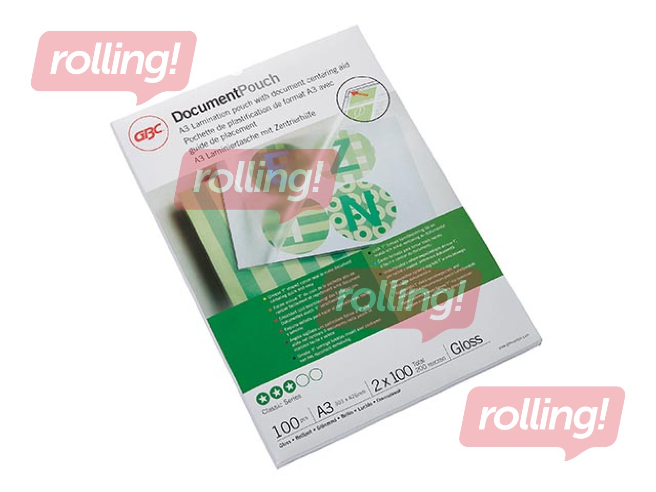 Laminēšanas plēves GBC, A3, 100 mic., glancētas, 100 gab.