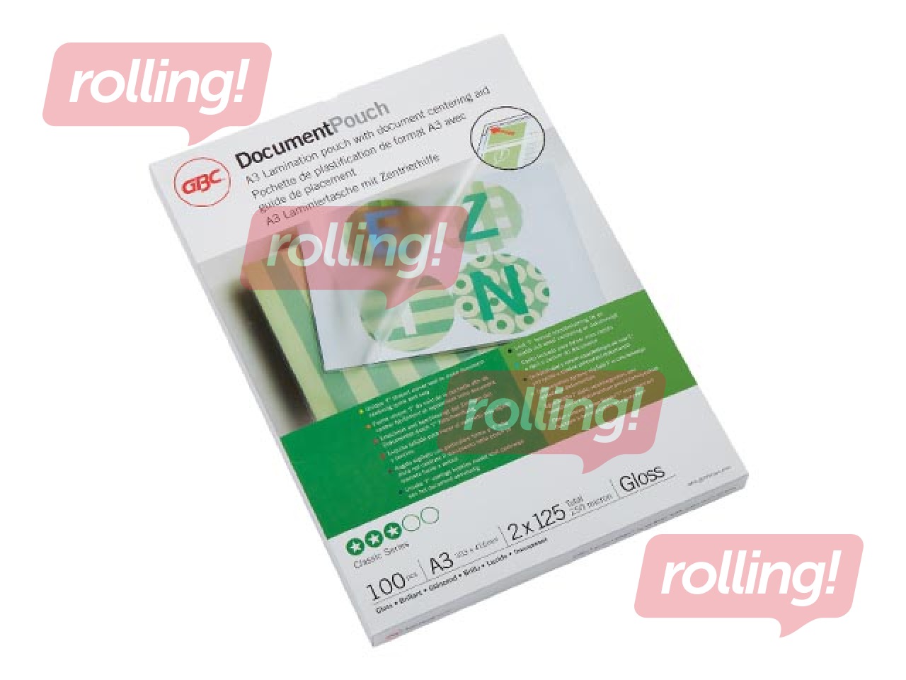 Laminēšanas plēves GBC, A3, 125 mic., glancētas, 100 gab.