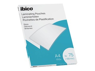 Laminēšanas plēves Ibico, A4, 75 mic., glancētas, 100 gab.