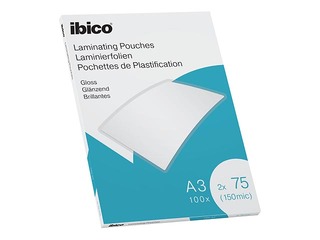 Laminēšanas plēves Ibico, A3, 75 mic., glancētas, 100 gab.