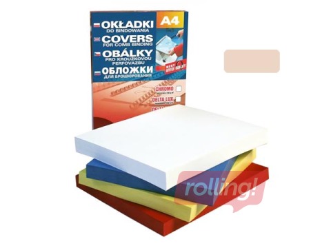 Iesiešanas aizmugures vāks Delta, A4, 250 g/m2, 100 gab., ziloņkaula