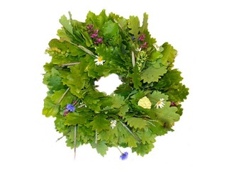 Ozollapu vainags ar ziediem, sasienams, Ø25cm