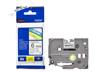 Lente Brother TZe-211, Melns uz balta, 6mm, 8 m, laminēta
