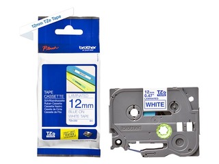 Lente Brother TZe-233, Zils uz balta, 12mm, 8 m, laminēta