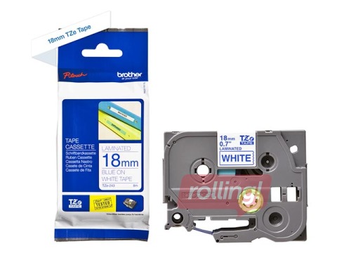 Lente Brother TZe-243, Zils uz balta, 18mm, 8 m, laminēta