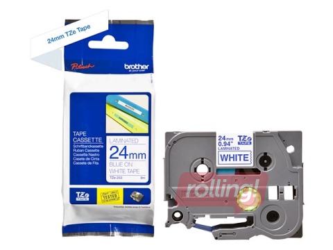 Lente Brother TZe-253, Zils uz balta, 24mm, 8 m, laminēta