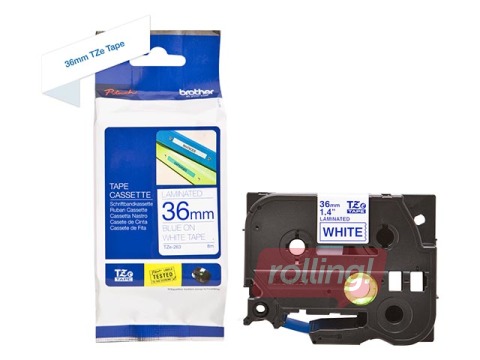Lente Brother TZ 263, Zils uz balta, 36mm, 8 m, laminēta