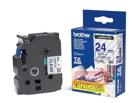 Lente Brother TZ 153, Zils uz caurspīdīga, 24mm, 8 m, laminēta