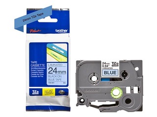 Lente Brother TZe-551, Melns uz zila, 24mm, 8 m, laminēta