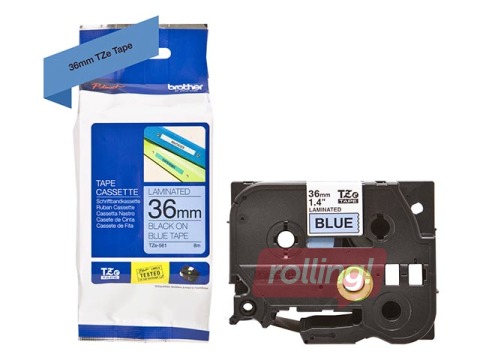 Lente Brother TZ 561, Melns uz zila, 36mm, 8 m, laminēta