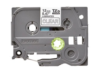 Brother TZe-135 uzlīmju lenta balts uz caurspīdīga, 12mm, 8m