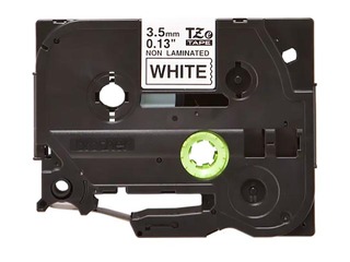 Uzlīmju lente Brother TZe-N201 melns uz balta, nelaminēta, 3.5mm x 8m