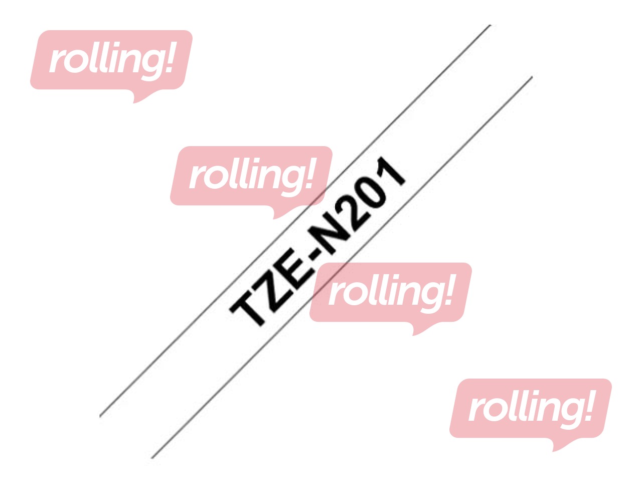 Uzlīmju lente Brother TZe-N201 melns uz balta, nelaminēta, 3.5mm x 8m