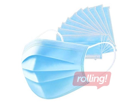 Sejas maska - Medicīnas, 3 kārtas N50 ar gumijām, 50gab