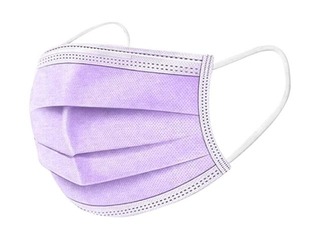Sejas maska - Medicīnas, 3 kārtas N50 ar gumijām, 50gab., violetā