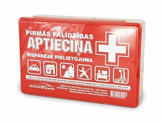 Pirmās palīdzības aptieciņa, plastm. kastē