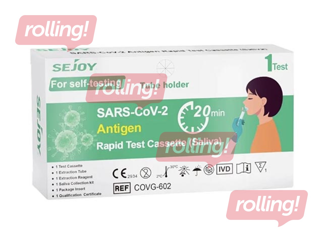 COVID-19 ātrais SARS-CoV-2 antigēna tests SEJOY, siekalu, 1 gab.