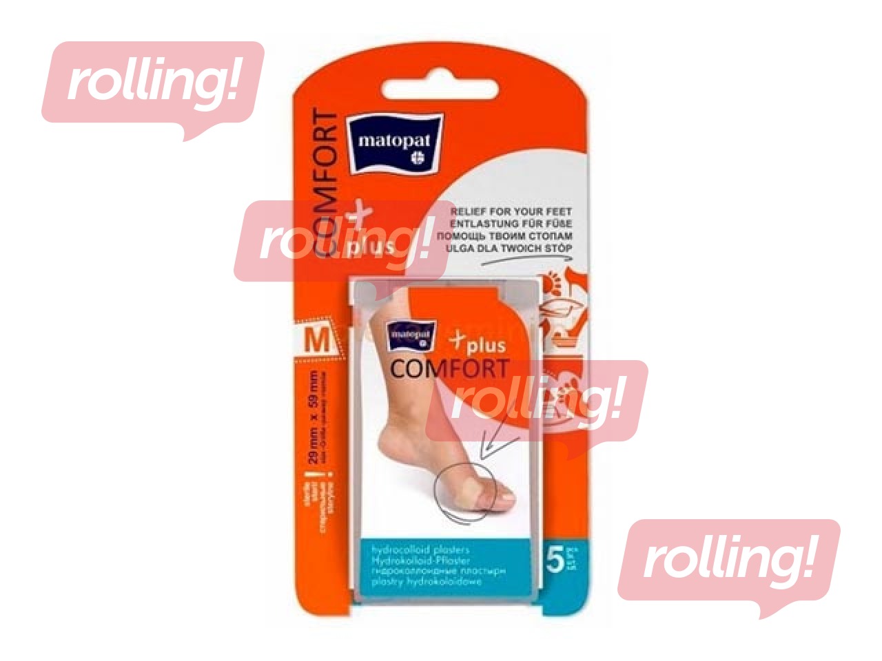 Plāksteri Matopat, Comfort Plus, prettulznu, M izm., 5 gab.