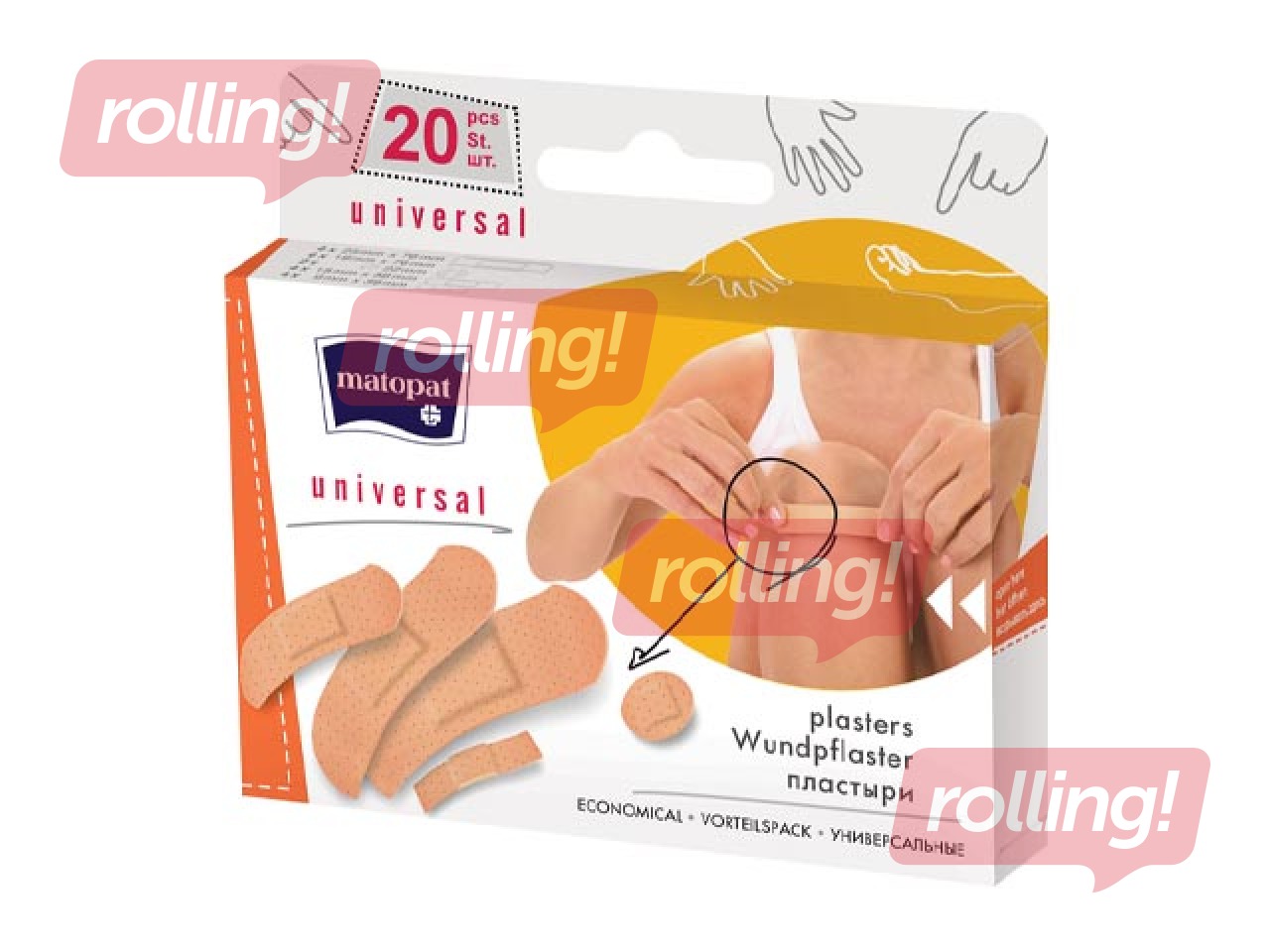 Plāksteri Matopat, Universal Mix, dažādas formas un lielums, 20 gab.