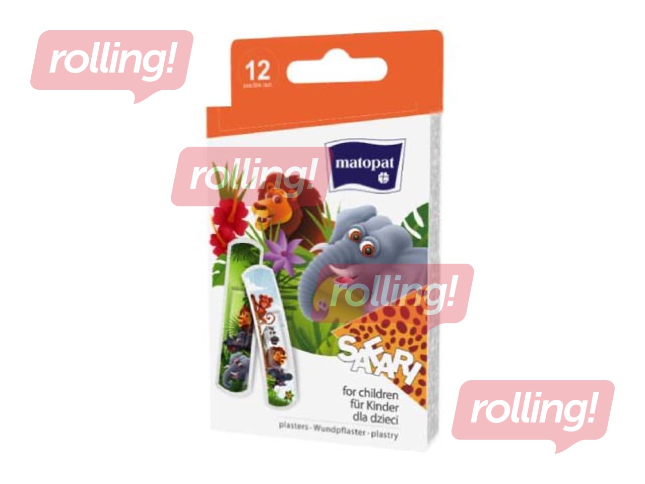 Plāksteri Matopat, Safari, bērniem, 12 gab.