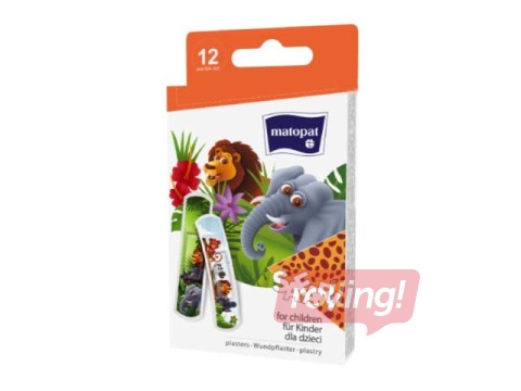 Plāksteri Matopat, Safari, bērniem, 12 gab.