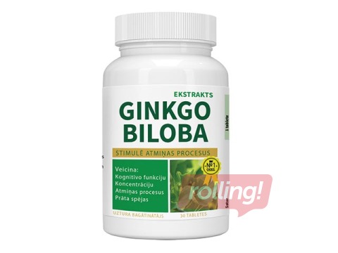 Uztura bagātinātājs, Ginkgo Biloba, 30 tabletes