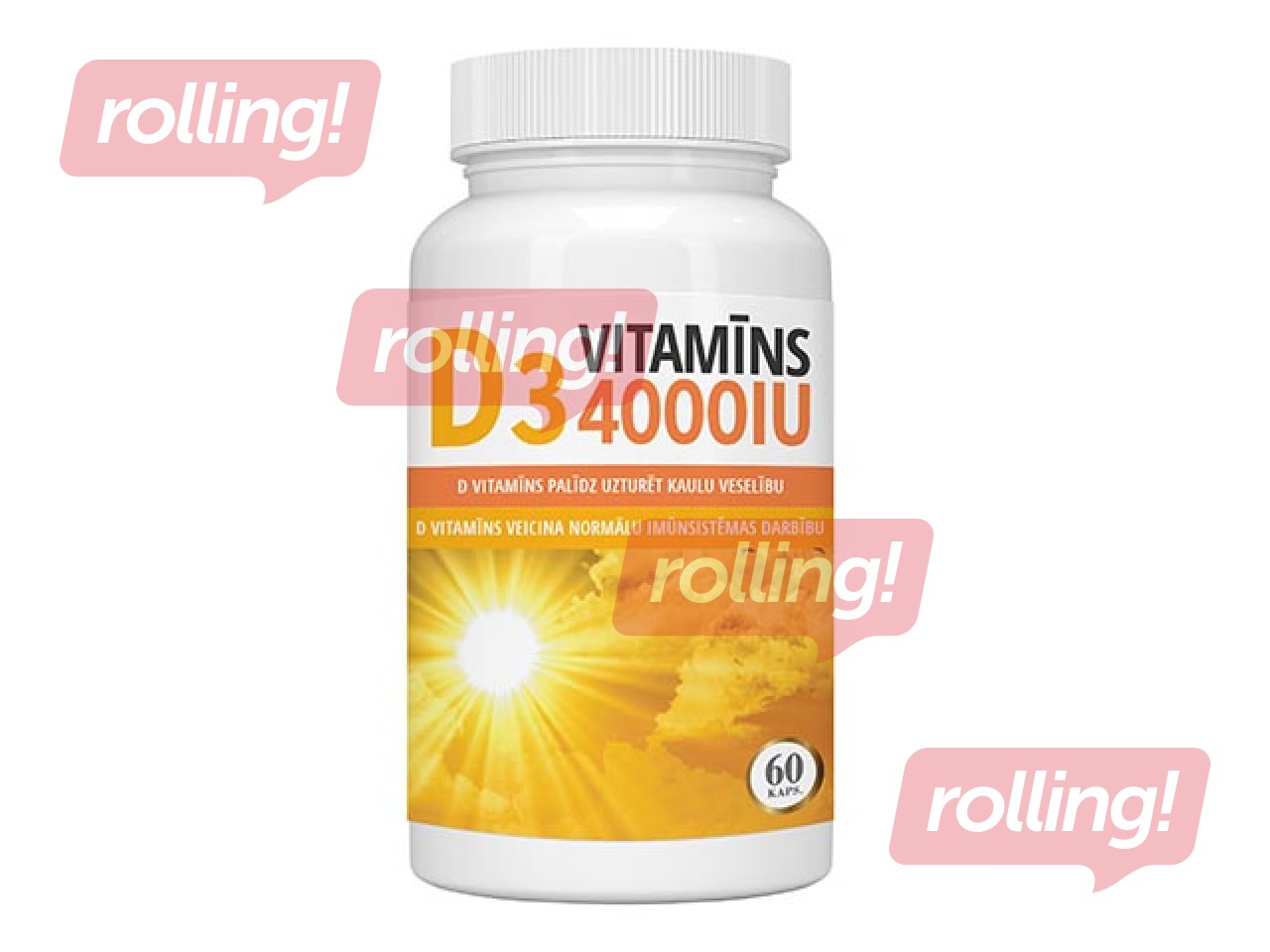 Uztura bagātinātājs, Vitamīns D3 4000 IU, 60 kapsulas