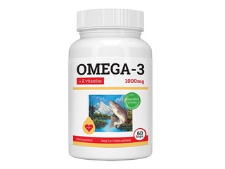 Uztura bagātinātājs, Omega-3 Zivju eļļa 1000mg + Vitamīns E, 60 kapsulas
