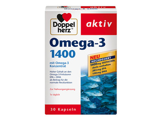 Uztura bagātinātājs Doppelherz, Omega-3, Laša eļļa, 1400mg, 30 kapsulas