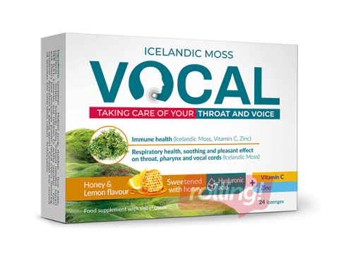 Uztura bagātinātājs Vocal, sūkājamās pastilas ar citronu un medus garšu, 24 pastilas