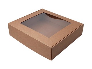 Iesaiņošanas kaste ar logu, 300 x 300 x 80 mm, ar atlokāmu vāku