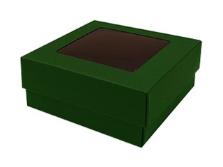 Iesaiņošanas kastes, 95x95x40 mm, ar logu, zaļa, 10gab.