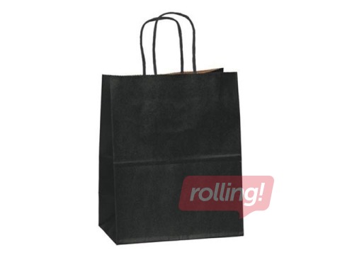 Dāvanu maisiņš papīra TOPTWIST 320x140x420mm, melns kraftpapīrs