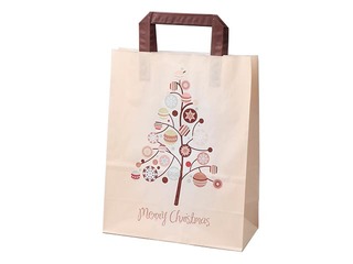 Dāvanu maisiņš Egle ar rotājumiem 220x105x280mm