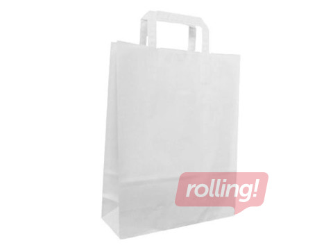 Papīra maisiņš ar rokturiem, balts, 260x120x350mm