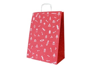 Papīra maisiņš ar vītiem rokturiem Zsv. 305x170x425mm, sarkans